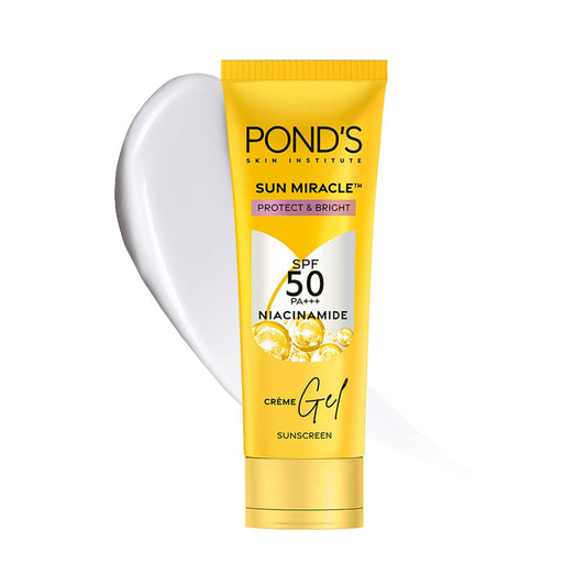 Pond's Sun Miracle SPF 50 PA+++ Crème Gel Sunscreen - Protect & Bright, With Niacinamide (100 g)