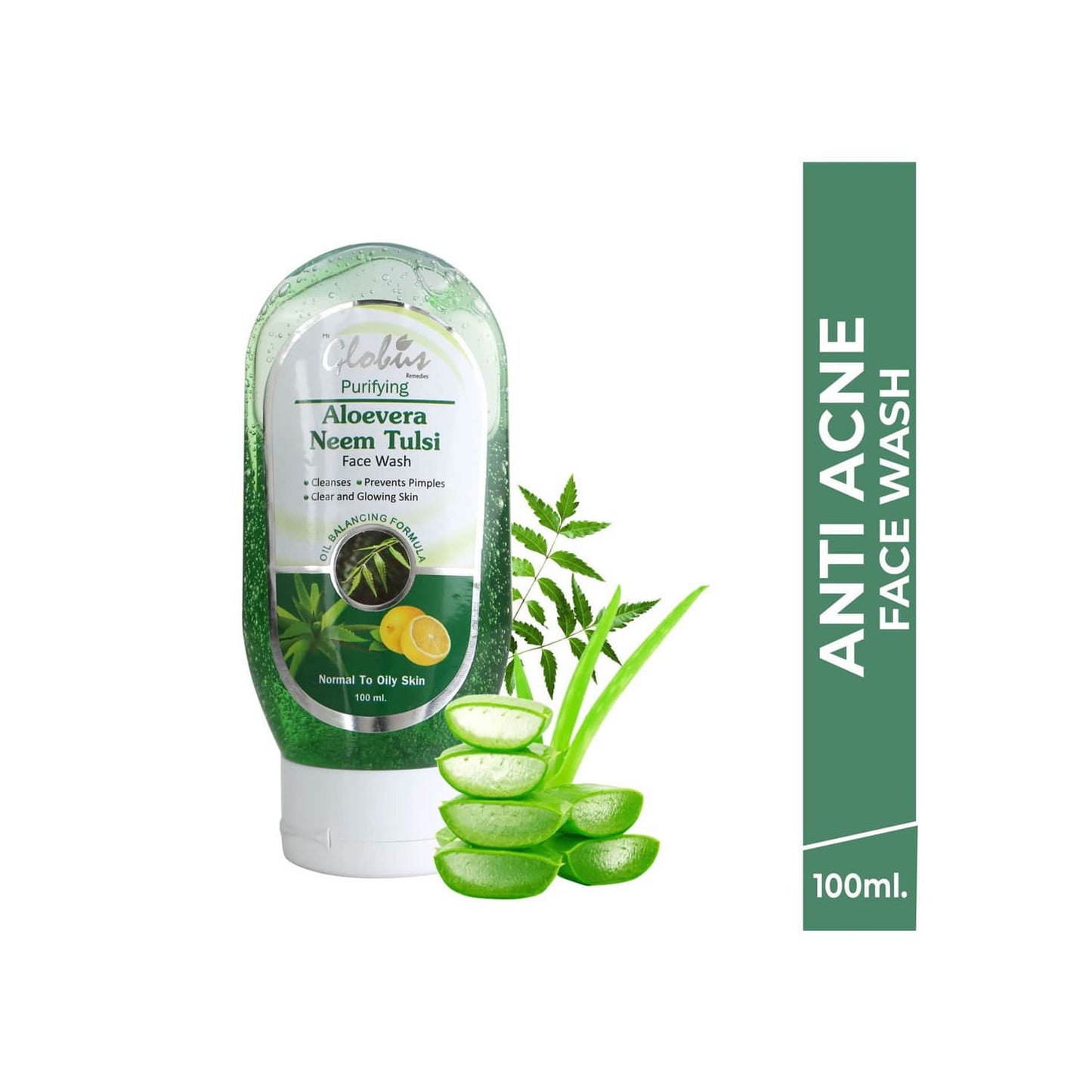 Globus Remedies Aloe Vera Neem & Tusli Face Wash (100ml)